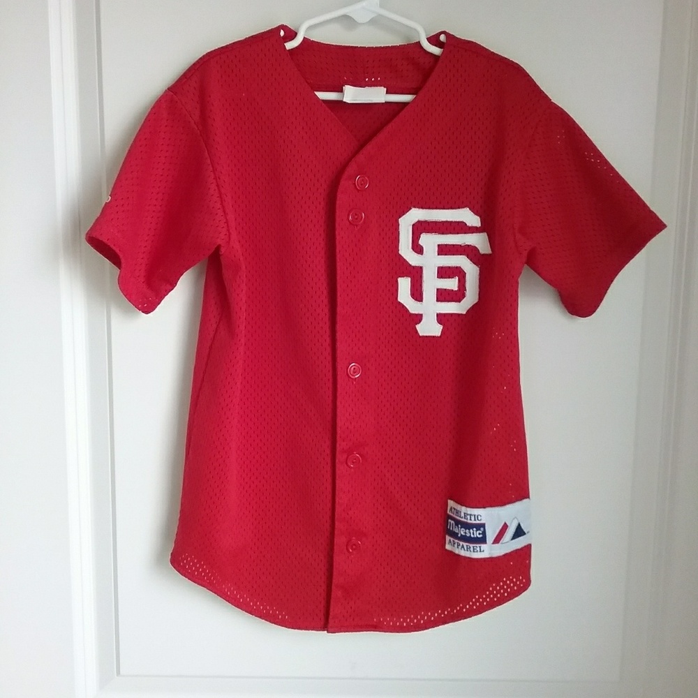 Vintage Majestic SF Boys Red Mesh Baseball Jersey